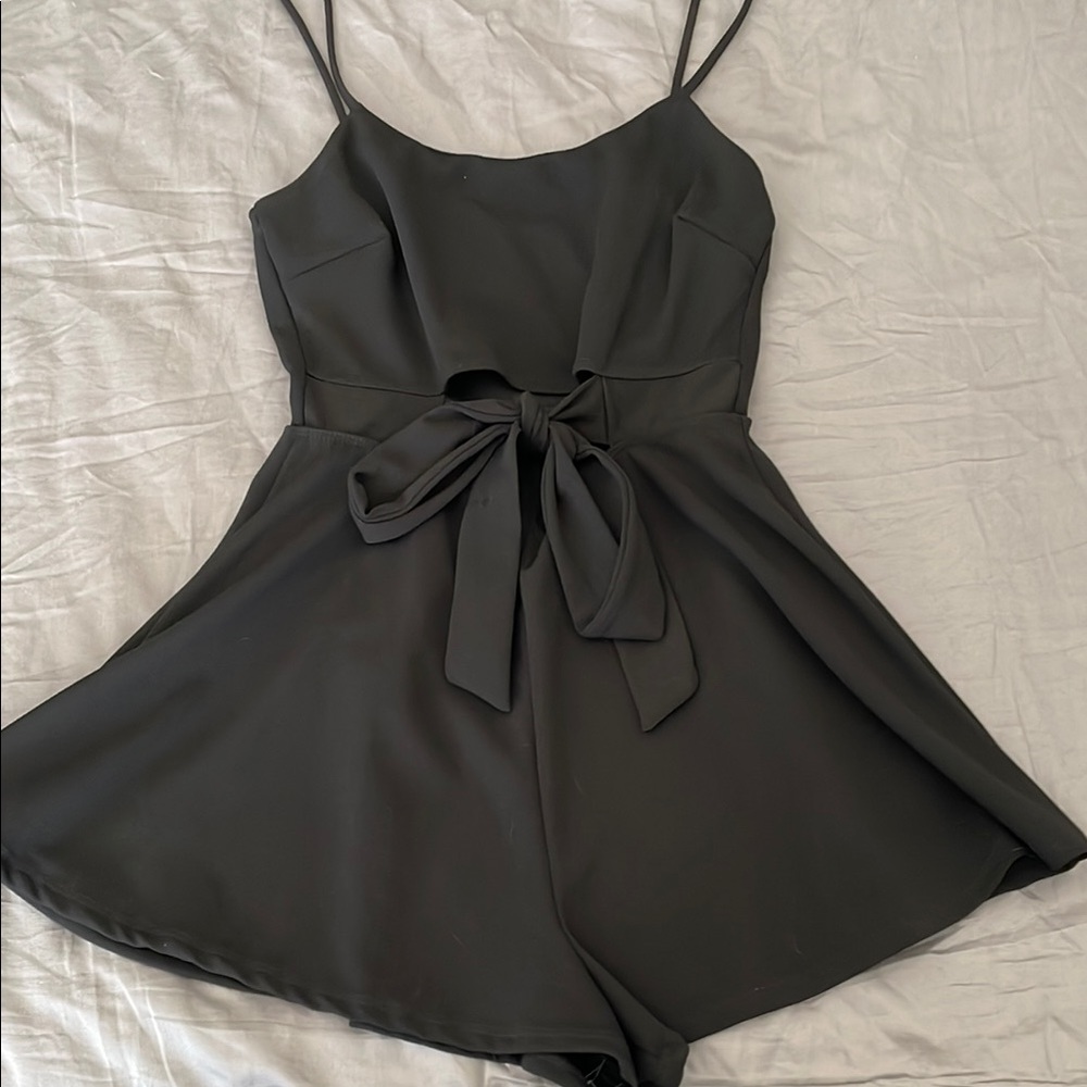 Black Sleeveless Romper with Bow